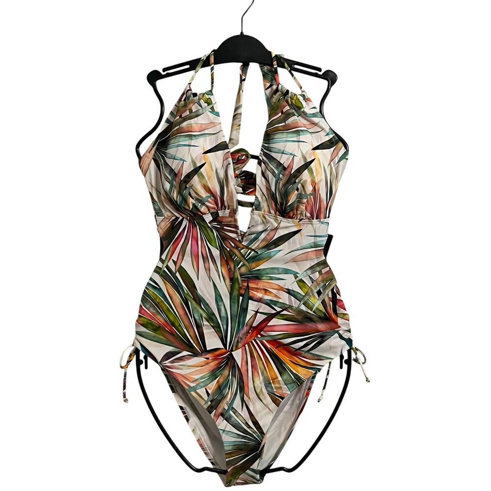 Swimsuits for All Palm Leaf Open Back Onepiece Swimsuit